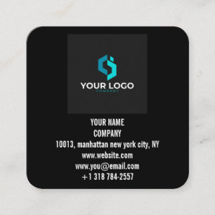 Modern Black Custom Logo and QR Code Square Business Card