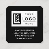 Modern Black Custom Logo and QR Code Square Business Card (Front)