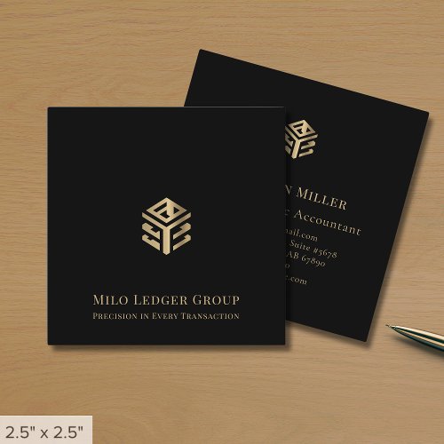 Modern Black Custom Logo Square Business Card - Product | North Red Vine