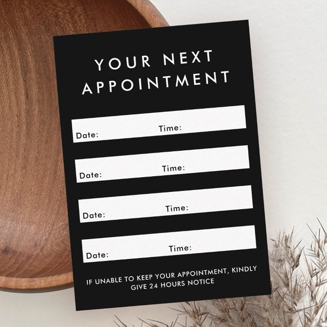 Modern black custom logo vertical appointment card (Creator Uploaded)