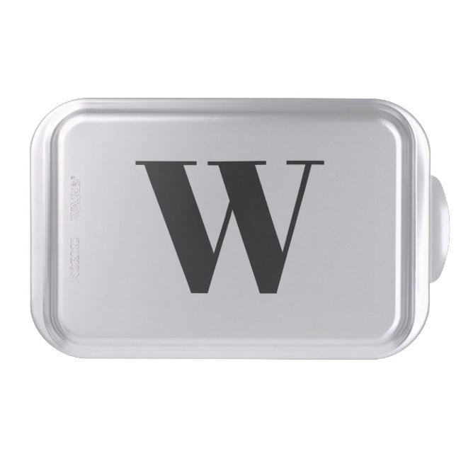 Modern black custom monogram initial minimalist cake pan (Front)