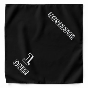 Modern black custom name number age cute dog bandana