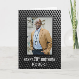 Modern Black Custom Photo 70th Birthday Card