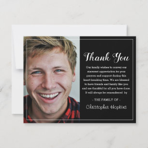 Modern Black Custom Photo Funeral Thank You Card