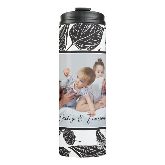 Modern Black Custom Photo Personalized  Thermal Tumbler (Front)