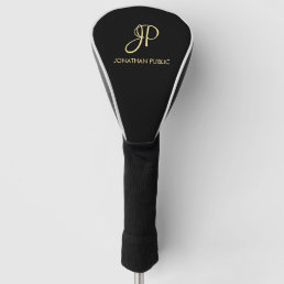 Modern Black Custom Template Gold Monogram Best Golf Head Cover