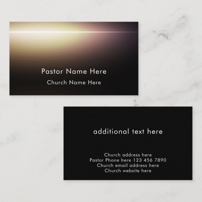 Modern Black Custom Text Christian Church Pastor Business Card (Front/Back)