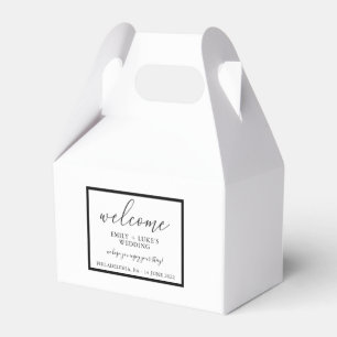 Modern Black Custom Wedding Welcome Gable  Favor Boxes