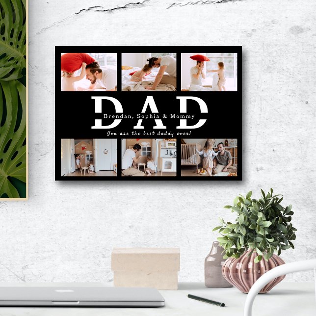 Modern Black Dad Family Photo Collage Acrylic Print (Creator Uploaded)