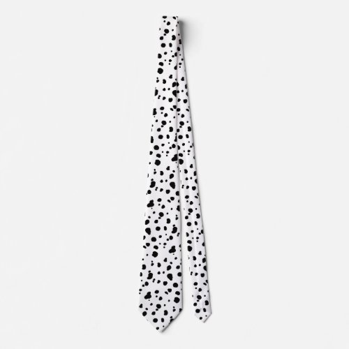 Modern Black Dalmatian Spots Neck Tie