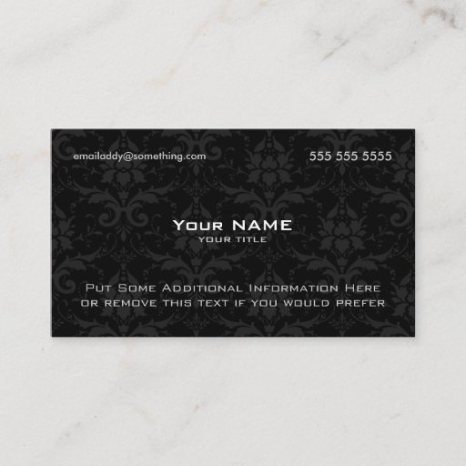 Customizable Modern Black Damask Business Cards