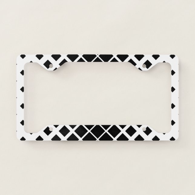 Modern Black Dissolving Square Block Pattern License Plate Frame (Front)