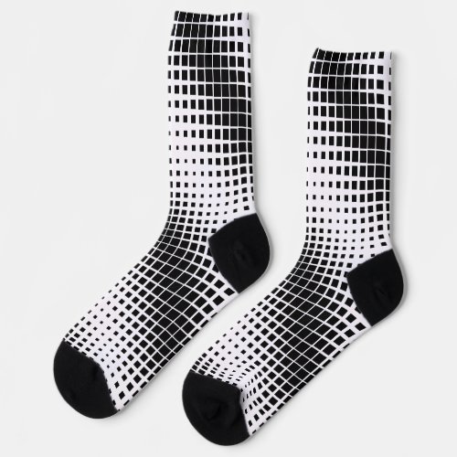 Modern Black Dissolving Square Block Pattern Socks