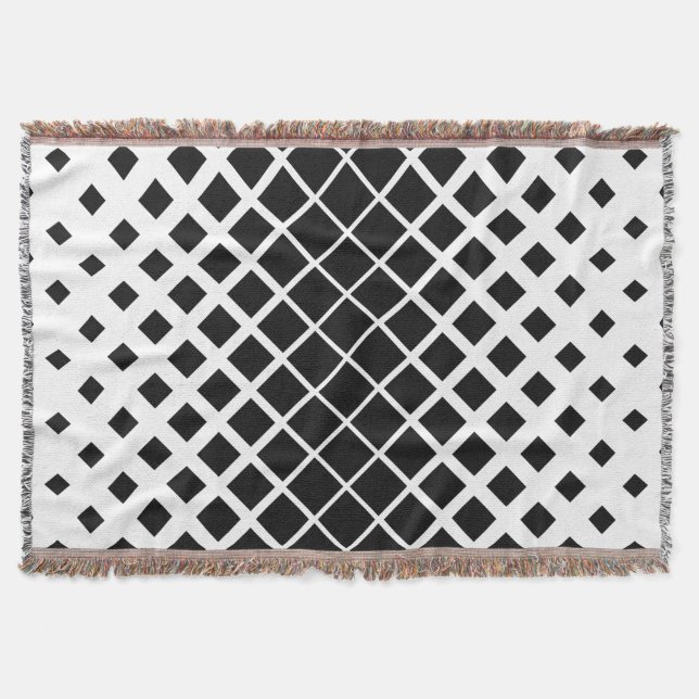 Modern Black Dissolving Square Block Pattern Throw Blanket (Front)