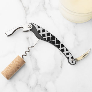 Modern Black Dissolving Square Block Pattern Waiter's Corkscrew
