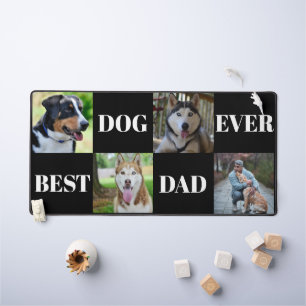Modern Black Dog Dad Four Photo Collage  Desk Mat