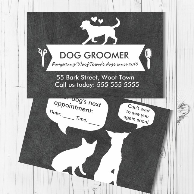 Modern Black Dog Grooming Appointment Card (Creator Uploaded)
