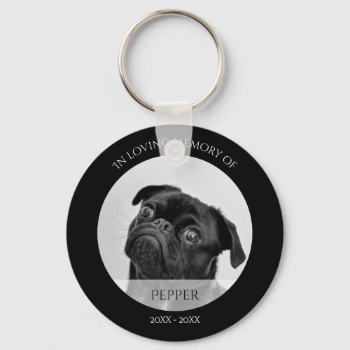 Modern Black Dog Memorial In Loving Memory Photo Keychain