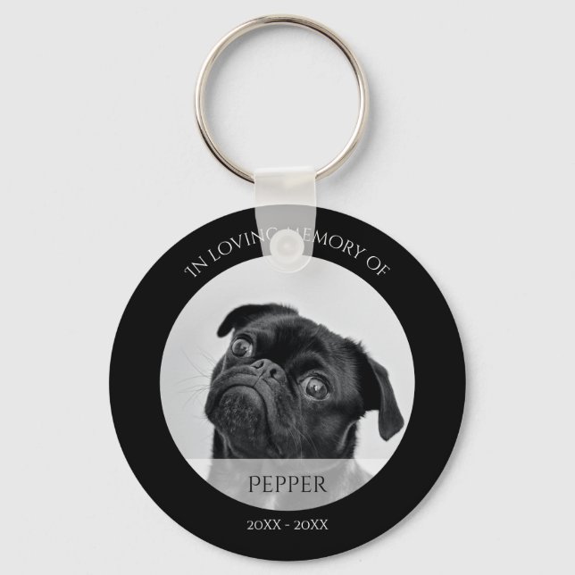 Modern Black Dog Memorial In Loving Memory Photo Keychain (Front)