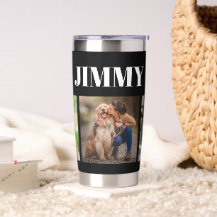 Modern Black Dog Owner Gift 3 Photo Collage  Insulated Tumbler