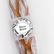 Modern Black Doodles Bakery Border Kitchen Cookie