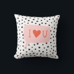 Modern Black Dots Bubble Chat Pink Love Throw Pillow<br><div class="desc">A modern design with the cutest I heart you message. Hand drawn coral color talk bubble chat with I heart you. Perfect Valentine gift or for any occasion. ©Marisu Valencia</div>