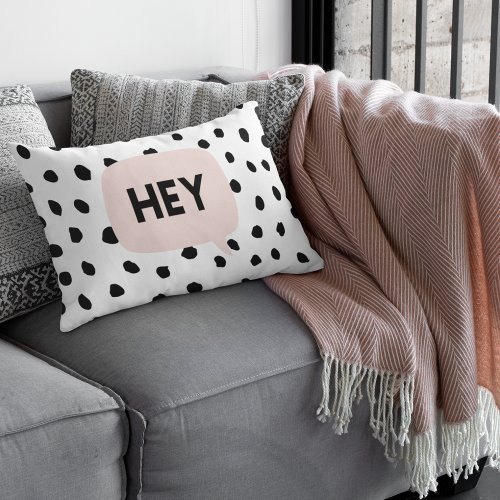 Modern Black Dots  Bubble Chat Pink With Hey Accent Pillow