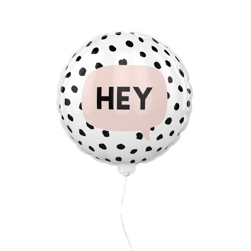 Modern Black Dots  Bubble Chat Pink With Hey Balloon