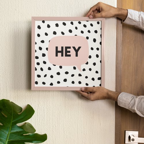 Modern Black Dots  Bubble Chat Pink With Hey Canvas Print