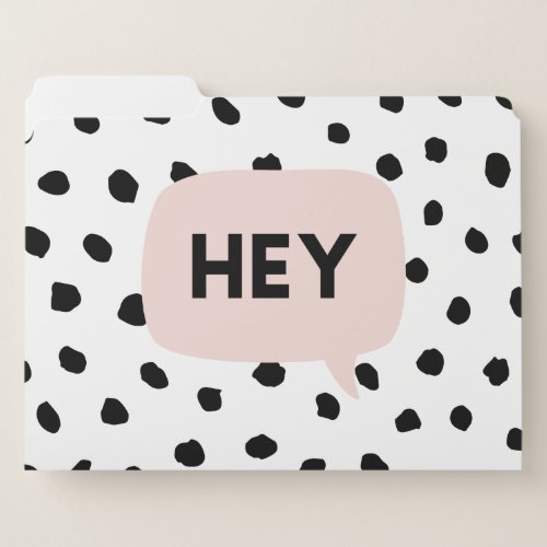 Modern Black Dots  Bubble Chat Pink With Hey File Folder