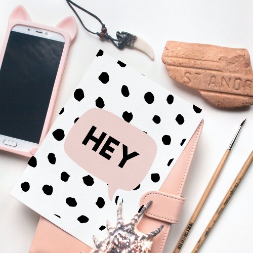 Modern Black Dots  Bubble Chat Pink With Hey Holiday Card