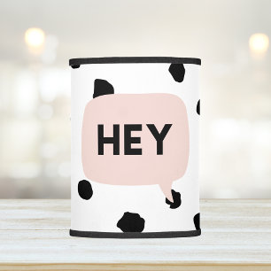 Modern Black Dots & Bubble Chat Pink With Hey Lamp Shade