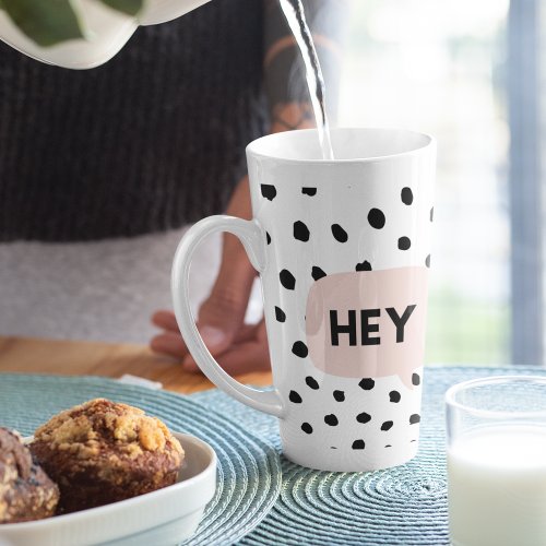 Modern Black Dots  Bubble Chat Pink With Hey Latte Mug