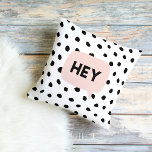 Modern Black Dots & Bubble Chat Pink With Hey Outdoor Pillow<br><div class="desc">Introducing the Modern Black Dots & Bubble Chat Pink With Hey product, available for sale on Zazzle! This unique and stylish design combines a contemporary black dots pattern with a vibrant pink bubble chat that features the word "Hey." The Modern Black Dots & Bubble Chat Pink With Hey product is...</div>