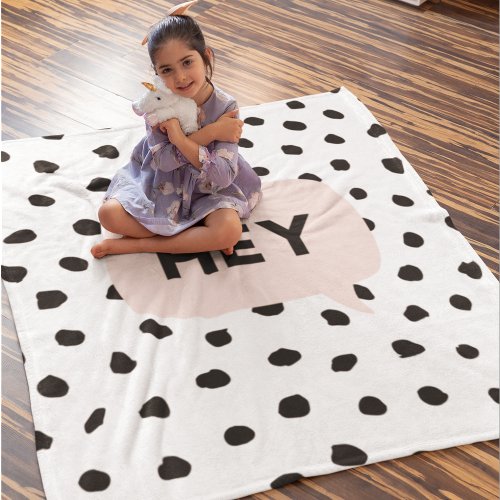 Modern Black Dots  Bubble Chat Pink With Hey Sherpa Blanket