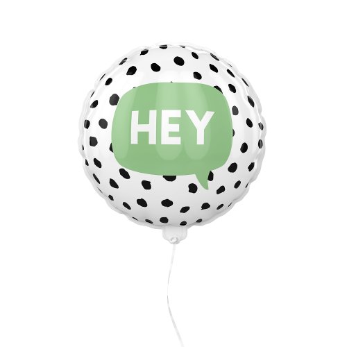 Modern Black Dots  Green Bubble Speech With Hey  Balloon