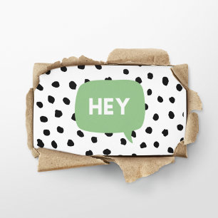 Modern Black Dots & Green Bubble Speech With Hey  Business Card