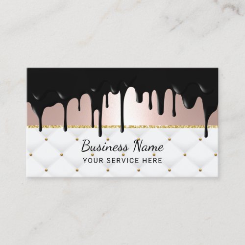 Modern Black Drips Rose Gold Luxury Salon  Spa Business Card