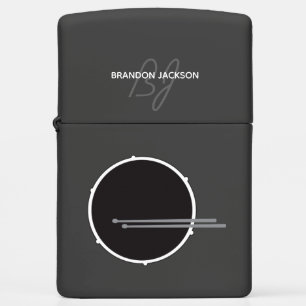 Modern Black Drummer Name Zippo Lighter