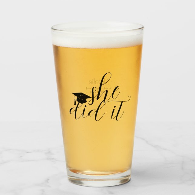  Modern Black Elegant Fonts Graduation Glass (Front Filled)
