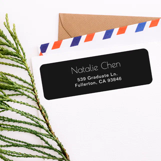Modern Black Elegant Fonts Return Address Labels | Zazzle