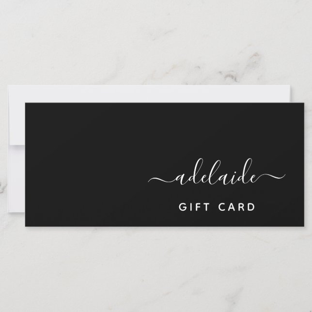 Modern Black Elegant Hair Stylist Gift Certificate (Front)