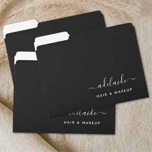 Modern Black Elegant Hair Stylist Makeup Artist File Folder