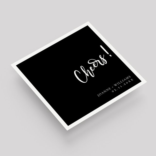 Modern Black Elegant Hand Lettering Cheers Wedding Napkins (Modern Black Elegant Hand Lettering Cheers Wedding Napkins)