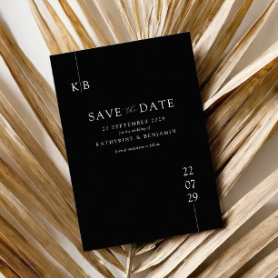 Modern Black Elegant Monogram Wedding Save The Date