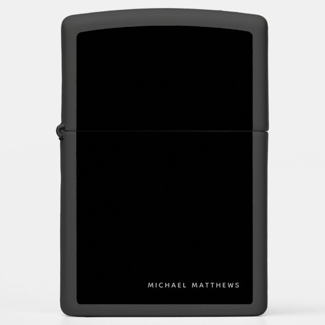 Modern Black Elegant Monogrammed Name Classic Dad Zippo Lighter (Front)