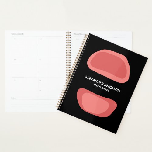 Modern Black Elegant Pink Stylish Personalize Planner
