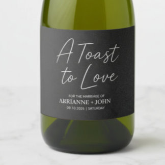 Modern Black Elegant Wedding Sparkling Wine Label