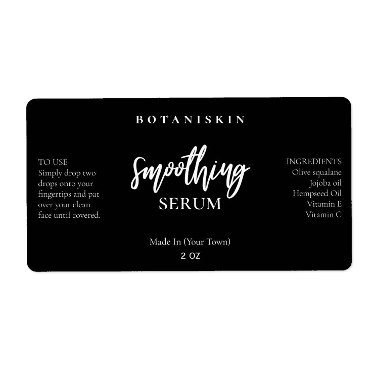 Modern Black Face Serum Labels Zazzle