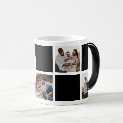 Modern Black Family Photo Collage Magic Mug